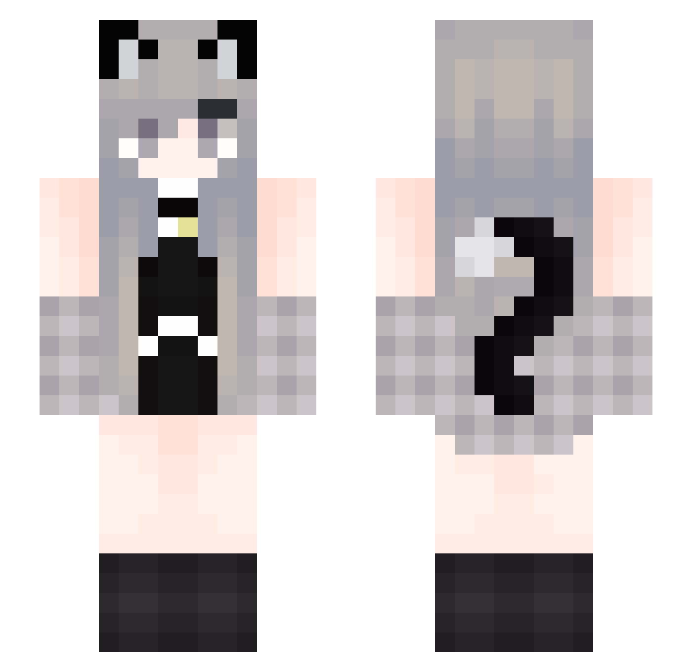 KYXJR Minecraft skin, front and back view