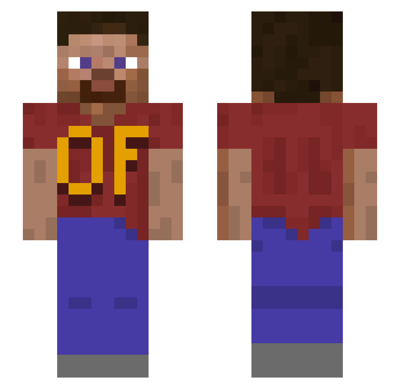 KaiSweet Minecraft skin, front and back view