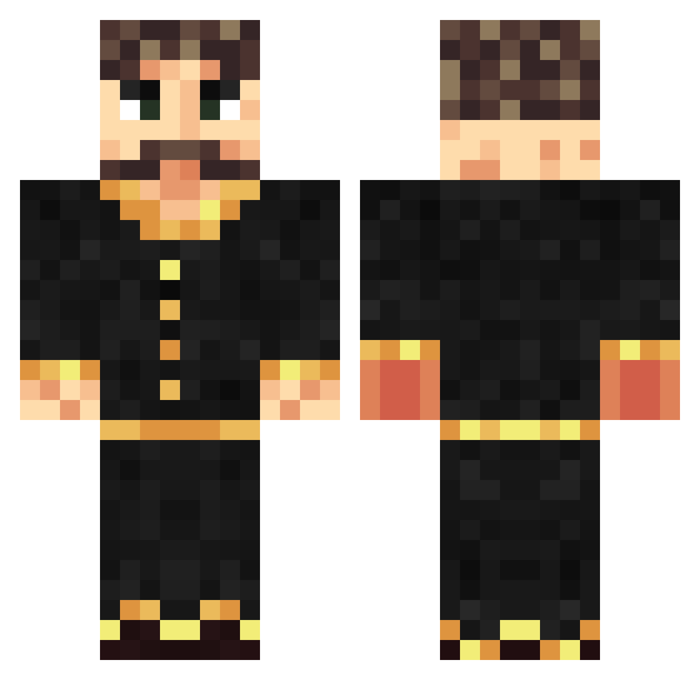 Mastone Minecraft skin, front and back view