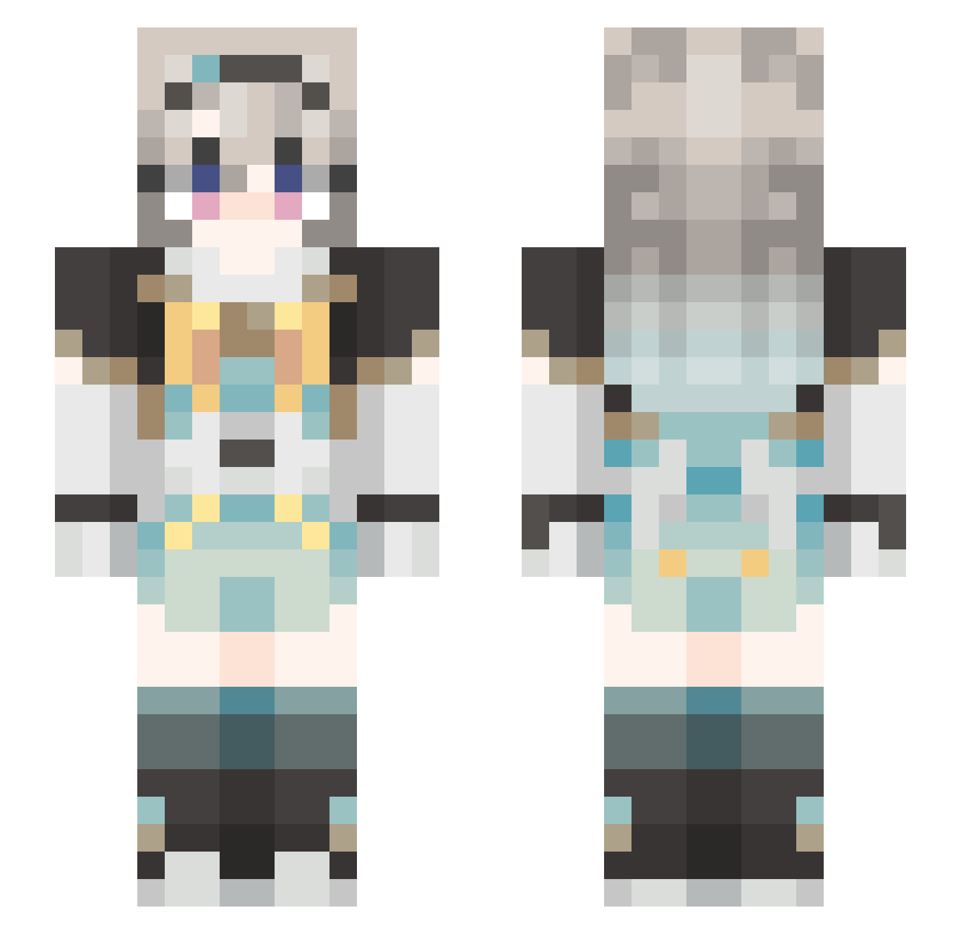 00shiro Minecraft skin, front and back view