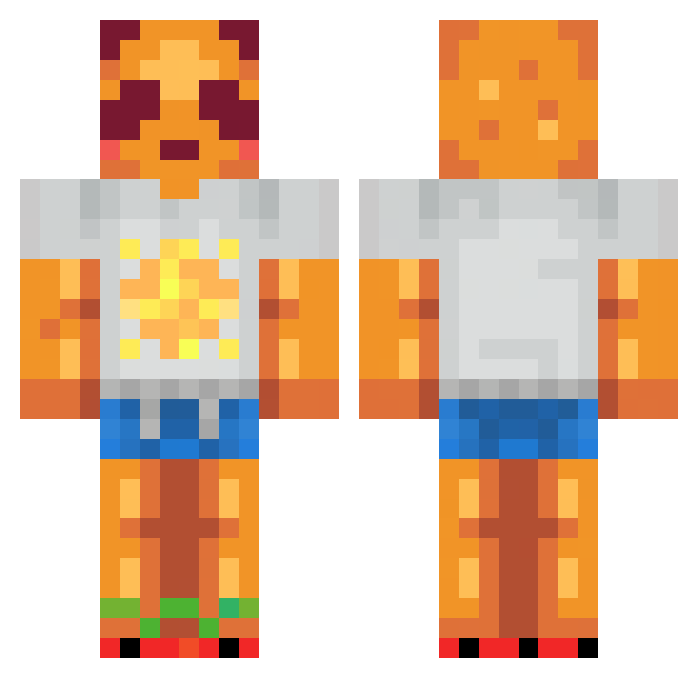 BirdyChirpy Minecraft skin, front and back view
