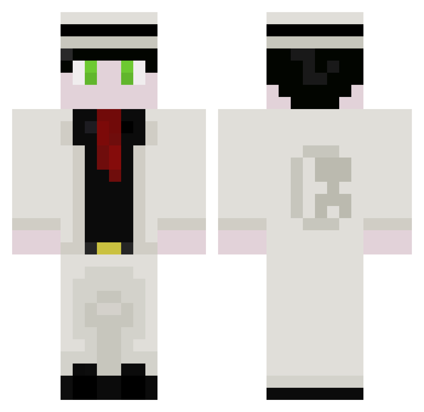 BruhCage Minecraft skin, front and back view