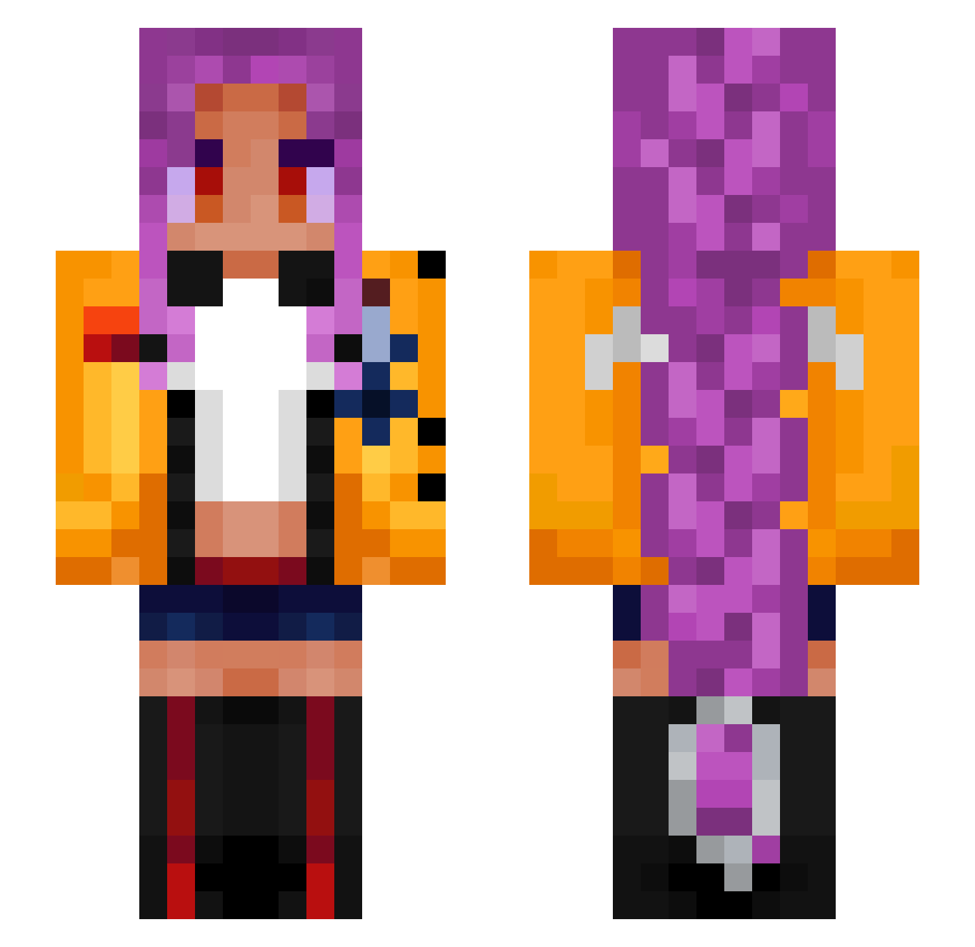 ItsSezzaEm Minecraft skin, front and back view