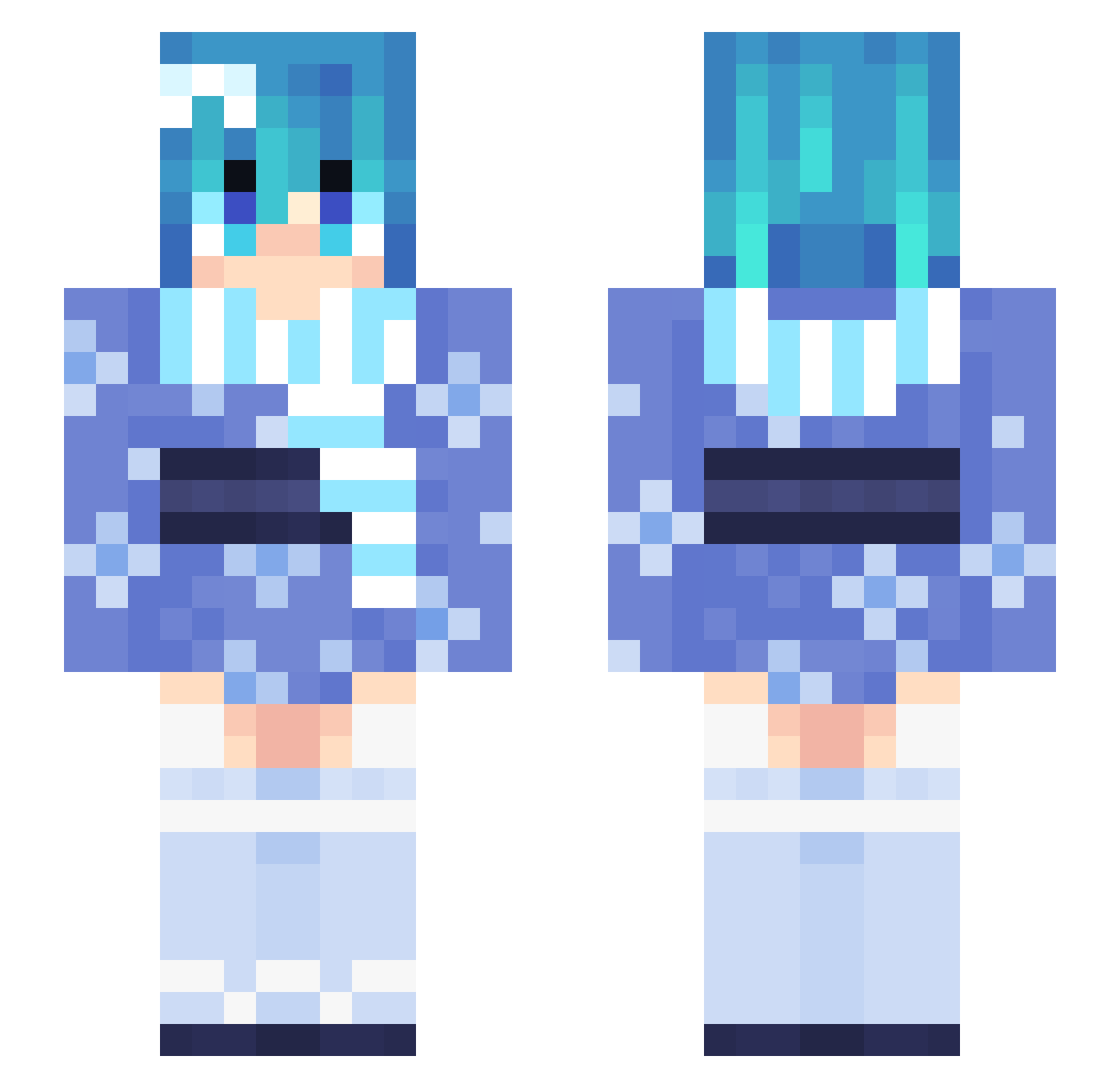 WinterEna Minecraft skin, front and back view