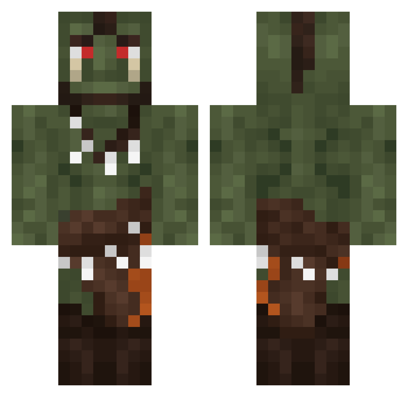 elBestia Minecraft skin, front and back view