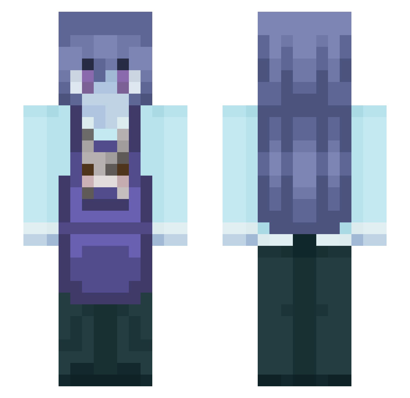 Gwynxyz Minecraft skin, front and back view