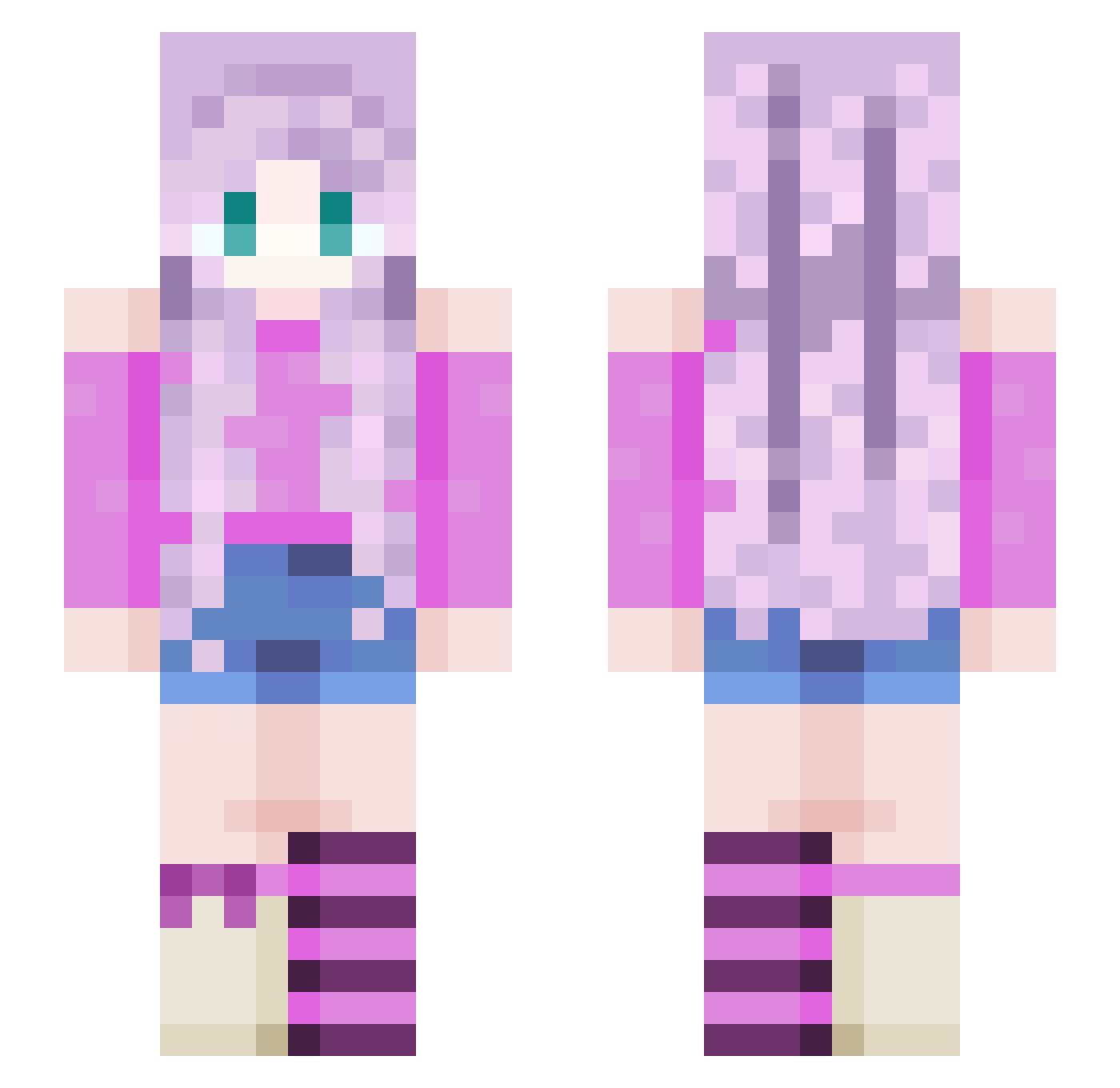 rachelexists Minecraft skin, front and back view