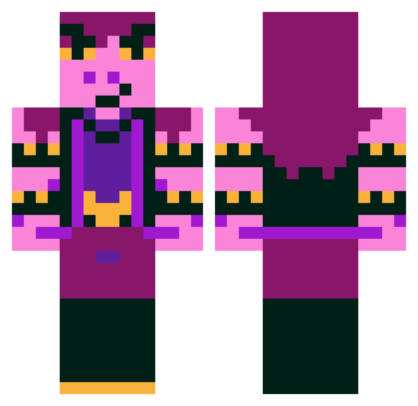 KreeRumCumLee Minecraft skin, front and back view
