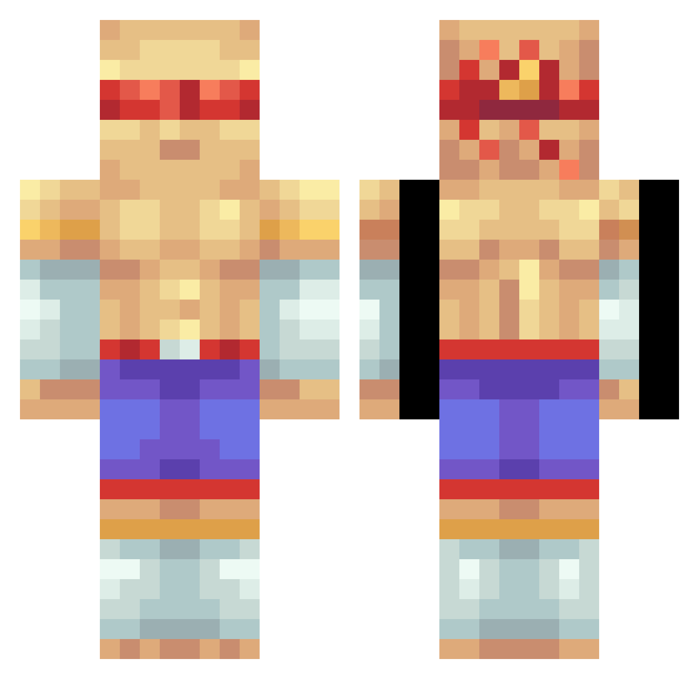 Scutty Minecraft skin, front and back view