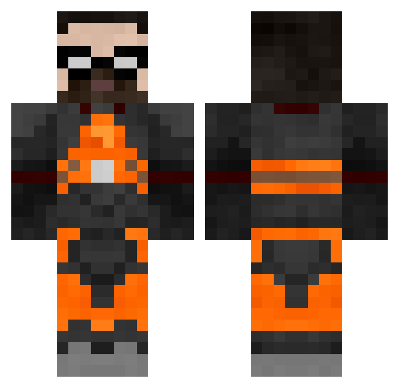 refractive Minecraft skin, front and back view