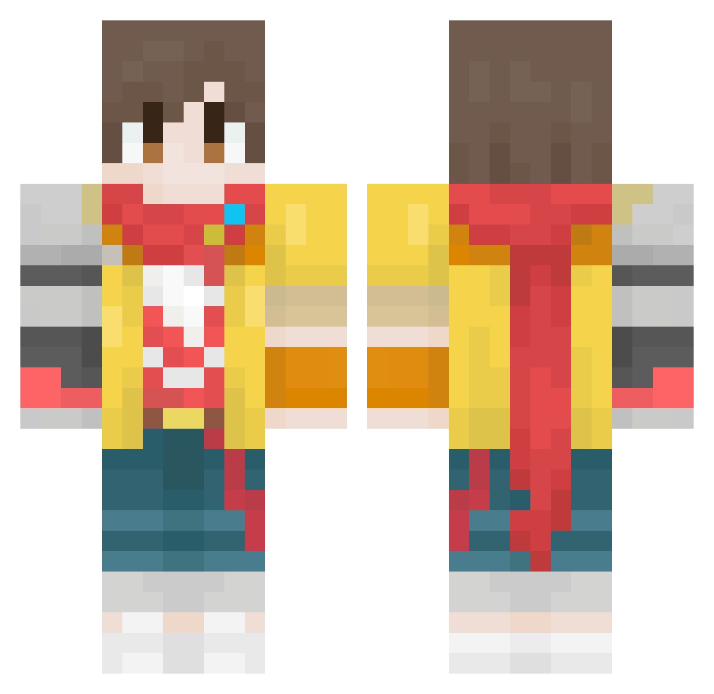 Tra5hy Minecraft skin, front and back view