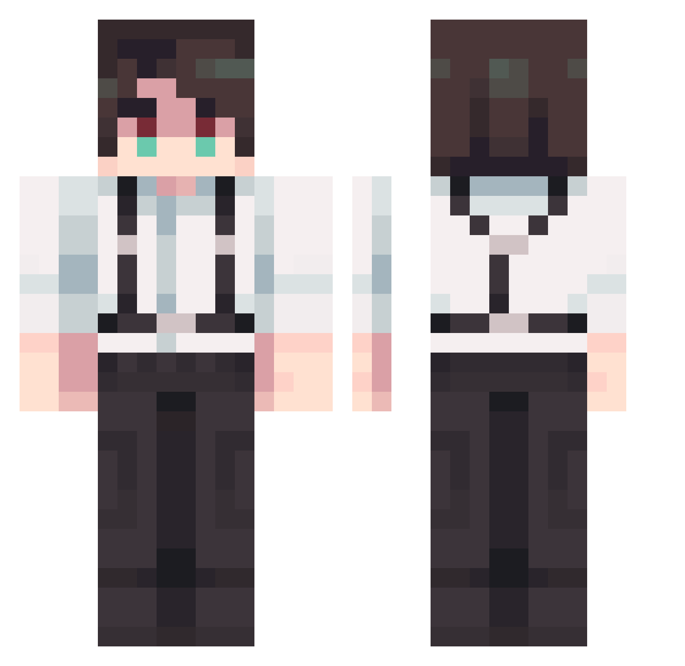lNVISIBLEinDARK Minecraft skin, front and back view