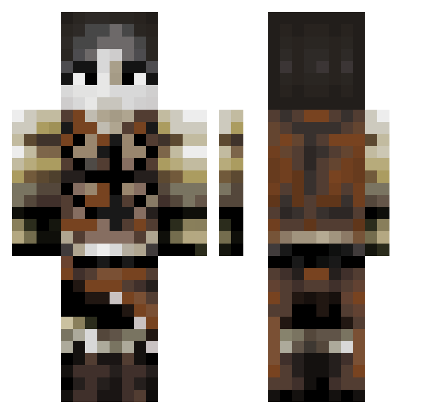 nishockuu Minecraft skin, front and back view