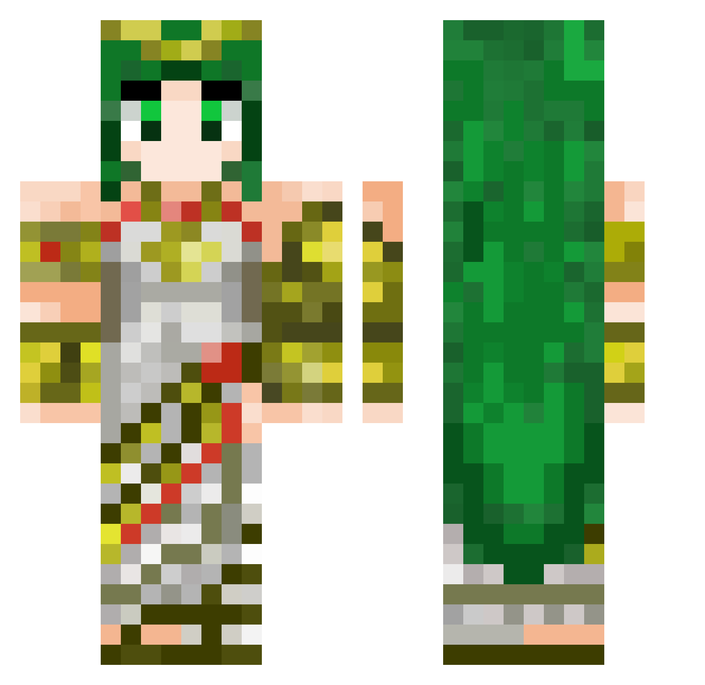 catXD Minecraft skin, front and back view