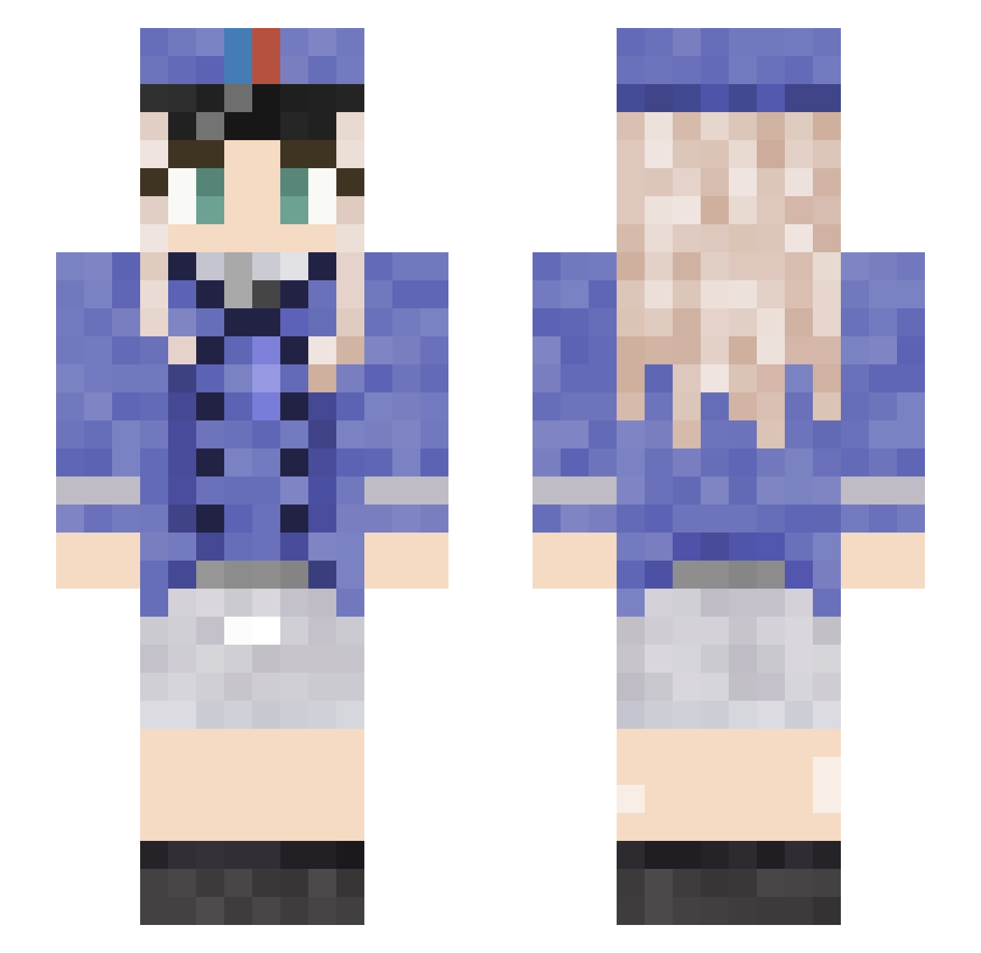 ItsThePips Minecraft skin, front and back view