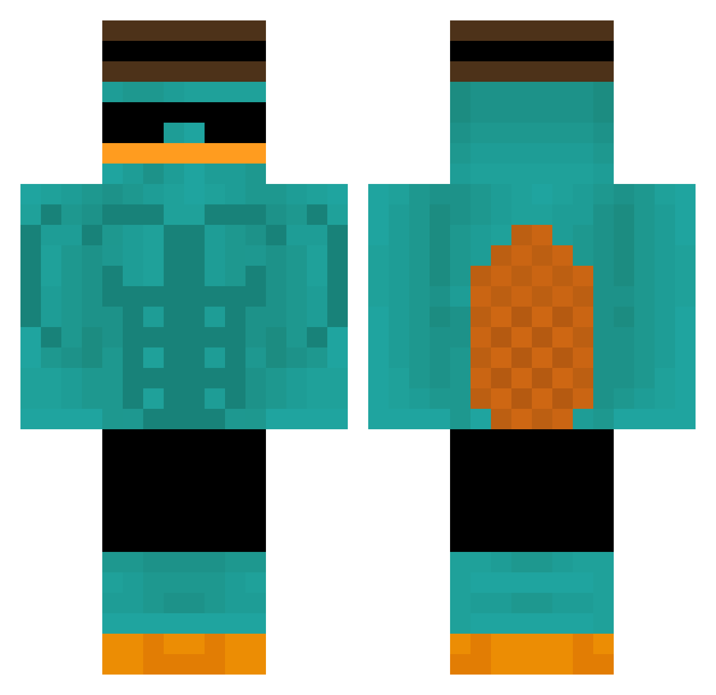 Denotch Minecraft skin, front and back view