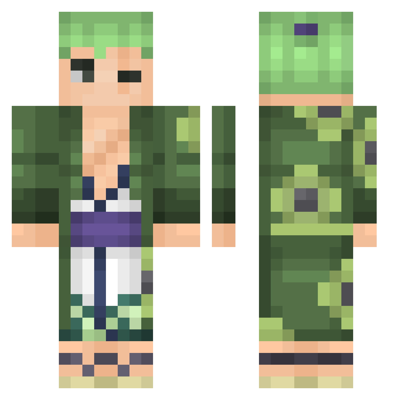 JustRikat Minecraft skin, front and back view