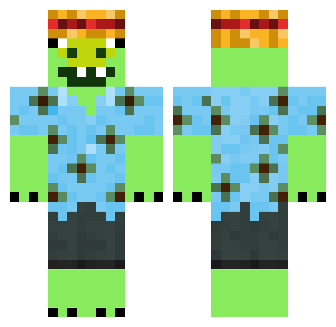 Sonnoah Minecraft skin, front and back view