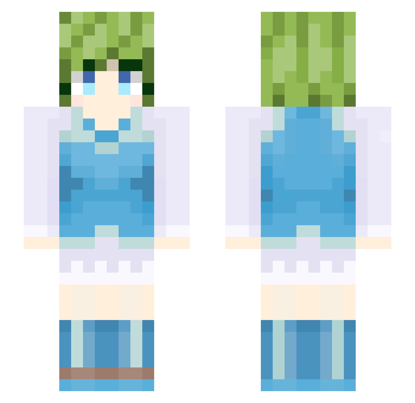 ozhe Minecraft skin, front and back view