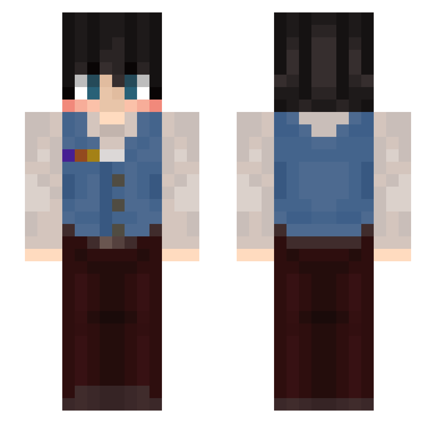 teckybot Minecraft skin, front and back view