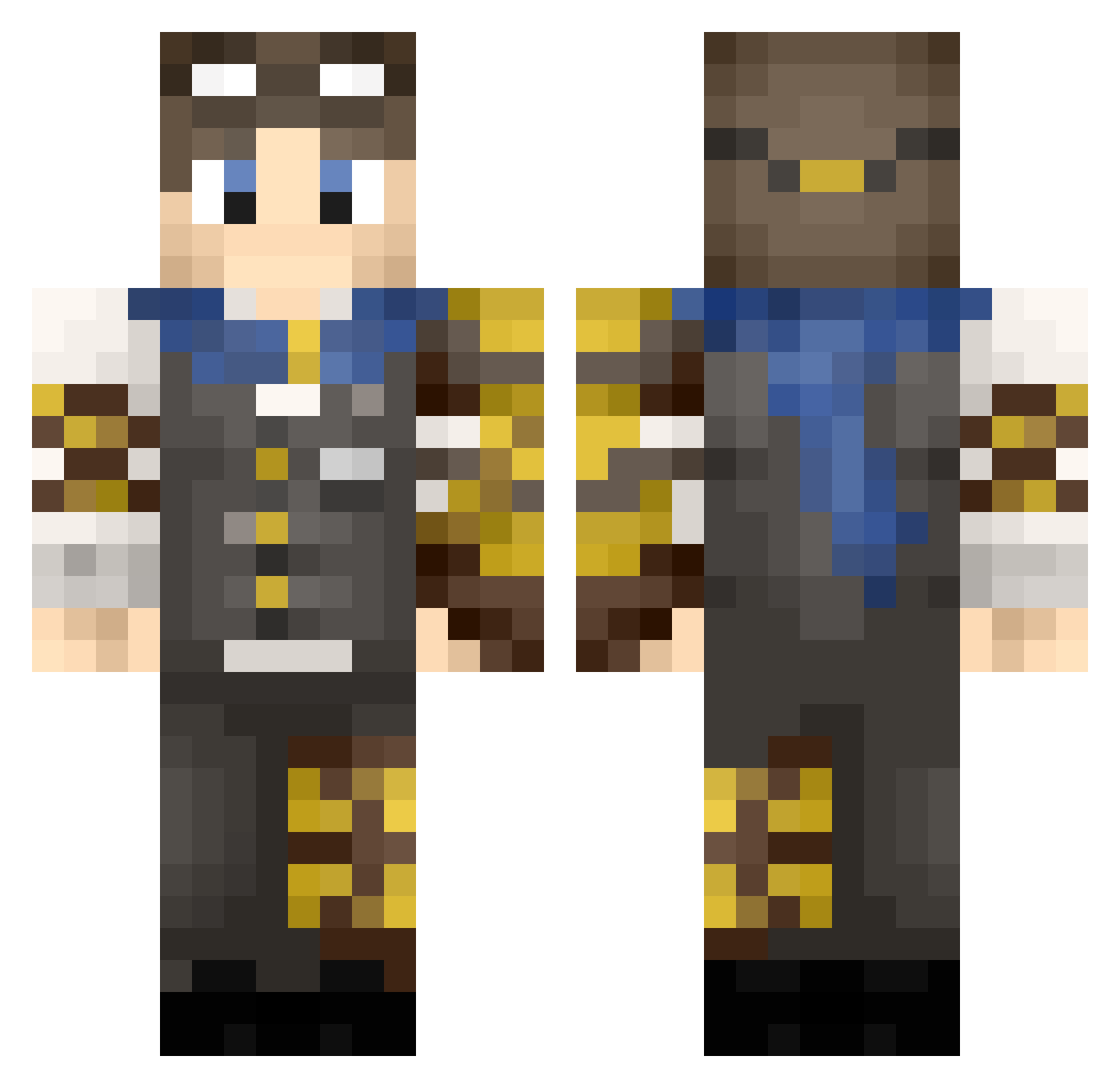 Raphiki7479 Minecraft skin, front and back view