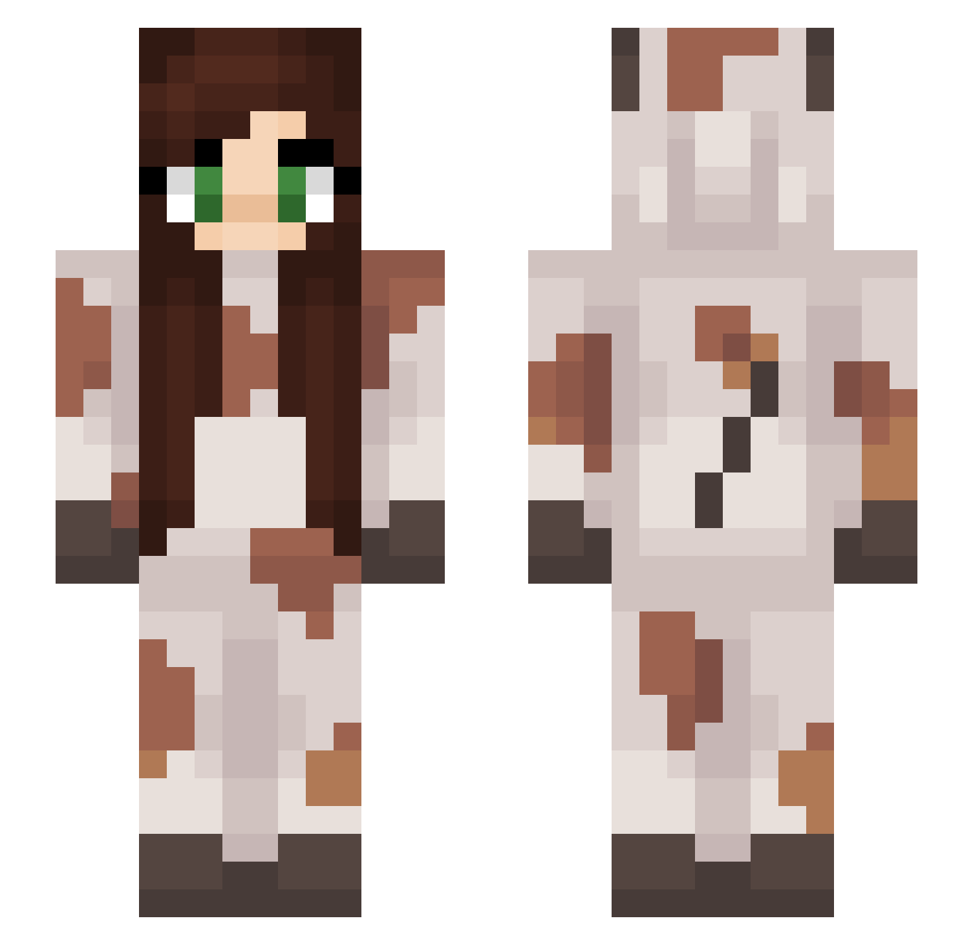 livpotato Minecraft skin, front and back view