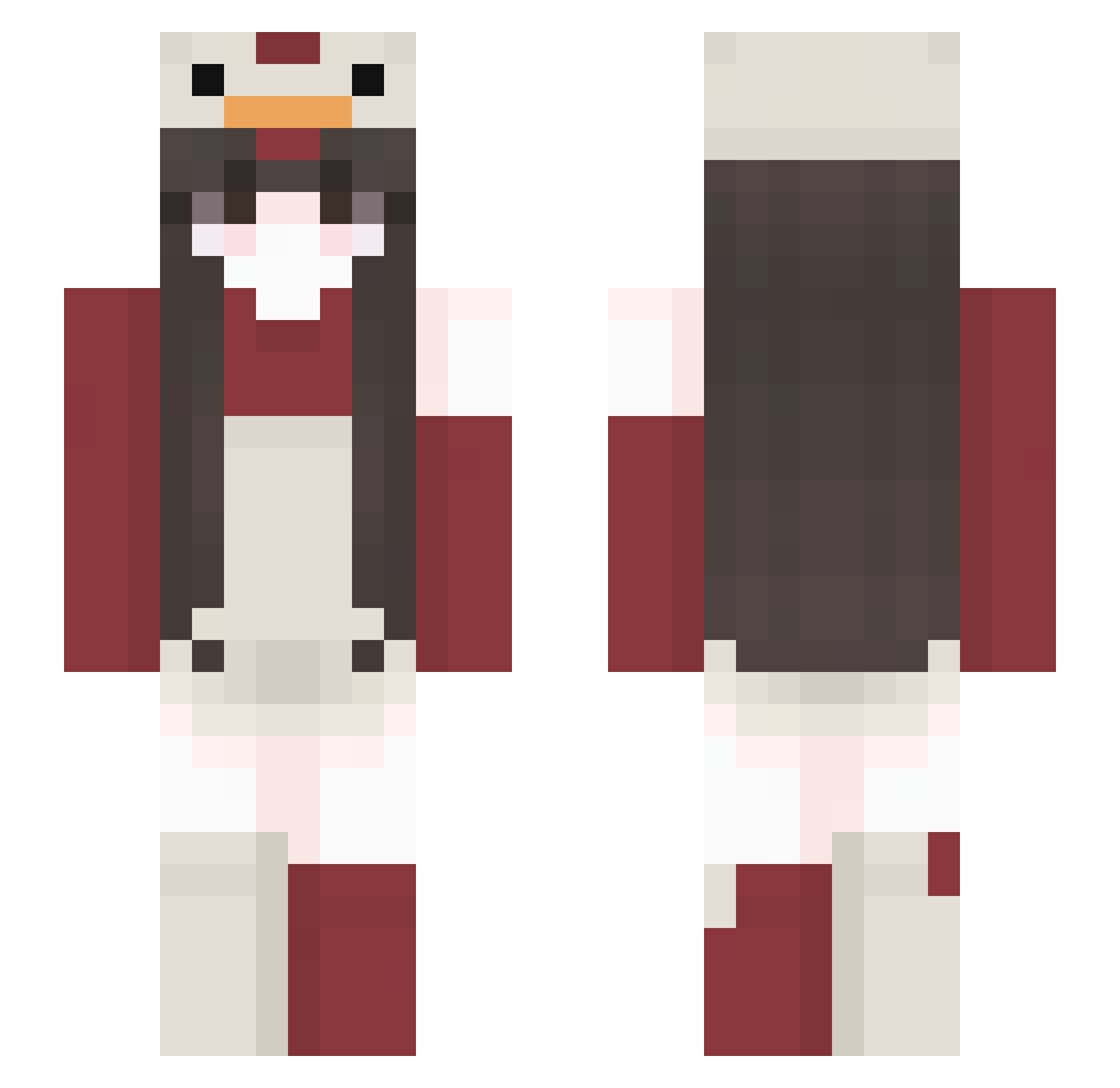 Joriene Minecraft skin, front and back view