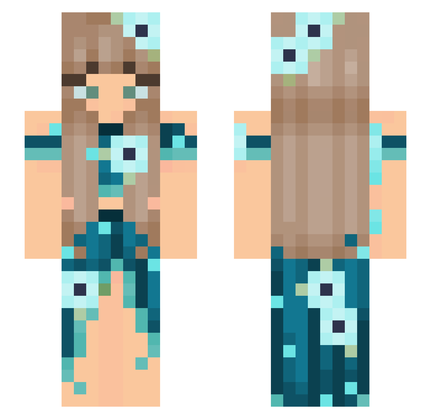 Ttansa Minecraft skin, front and back view