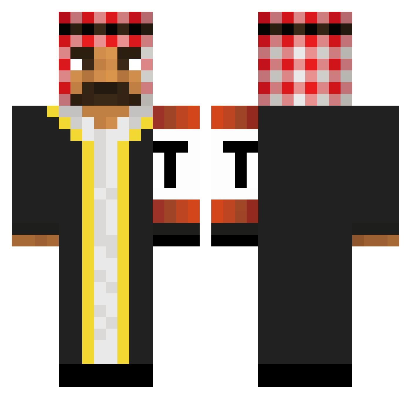 AxonFlaxon Minecraft skin, front and back view