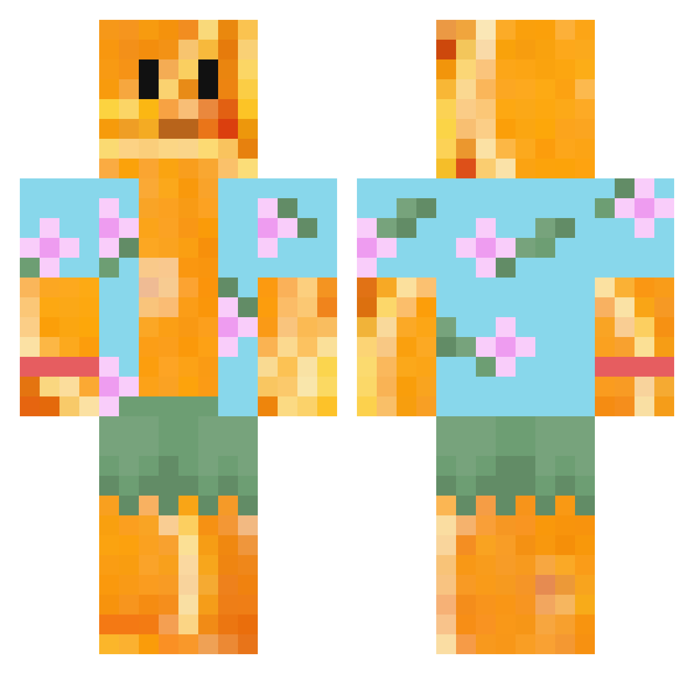 mikkehl Minecraft skin, front and back view