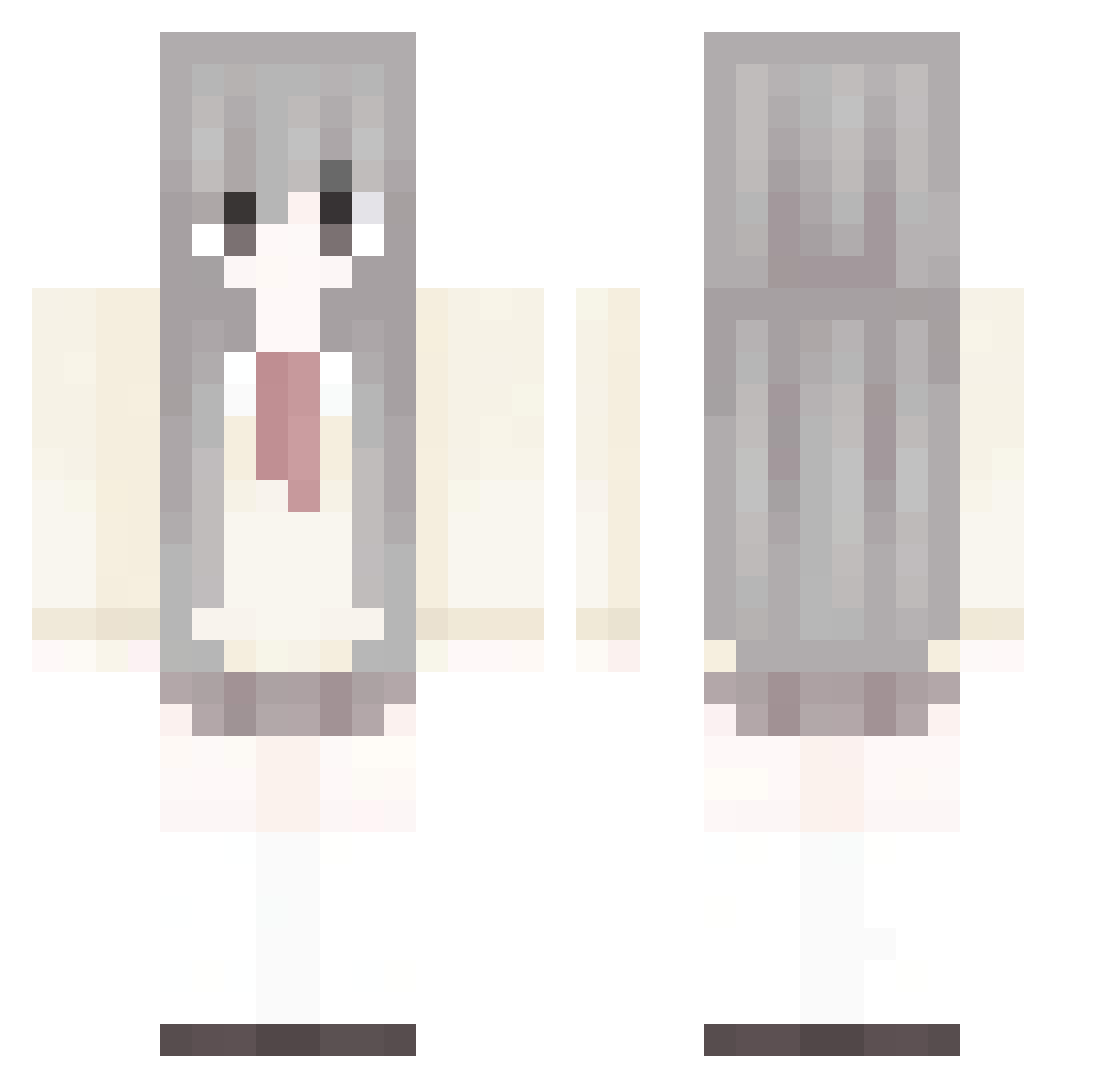 eblushing Minecraft skin, front and back view