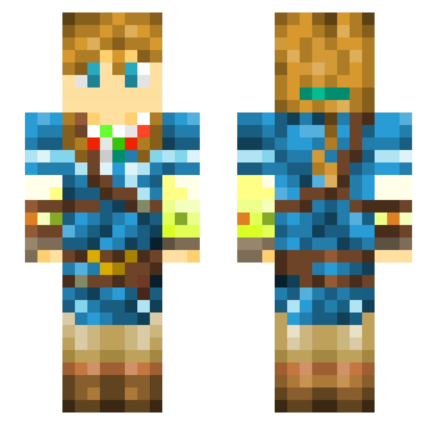 Lelanton Minecraft skin, front and back view