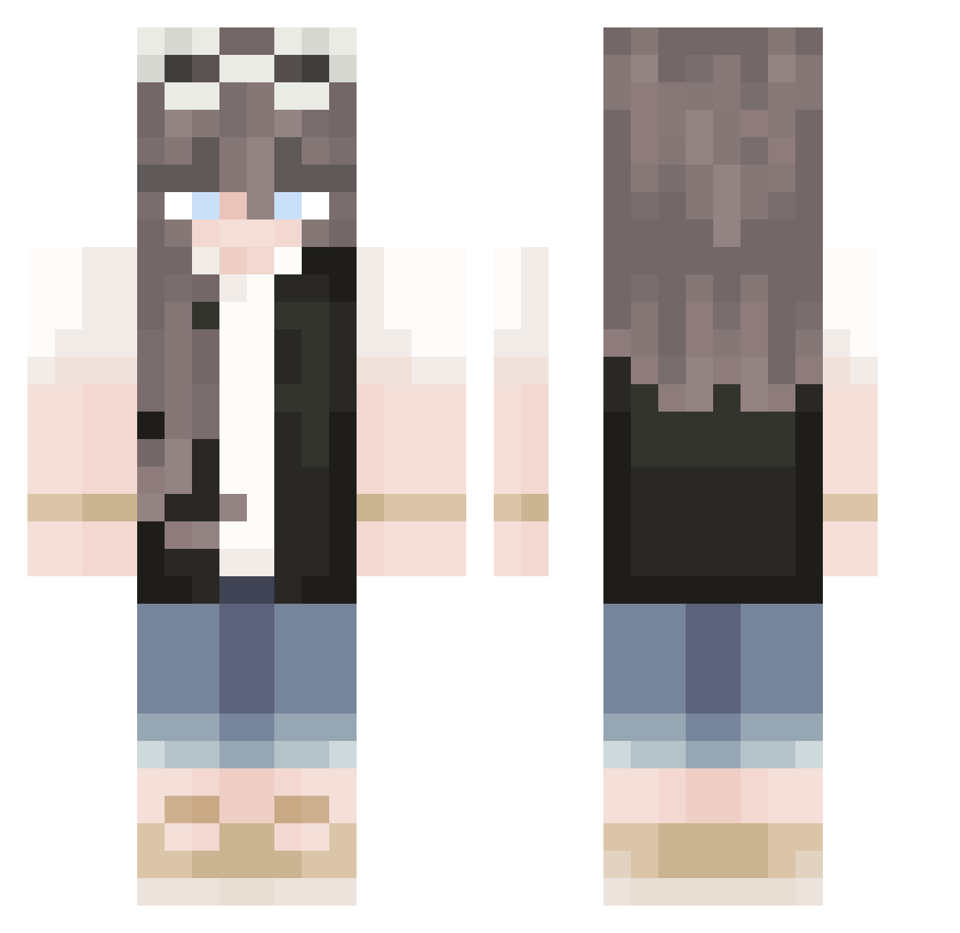 Sofispacecat Minecraft skin, front and back view