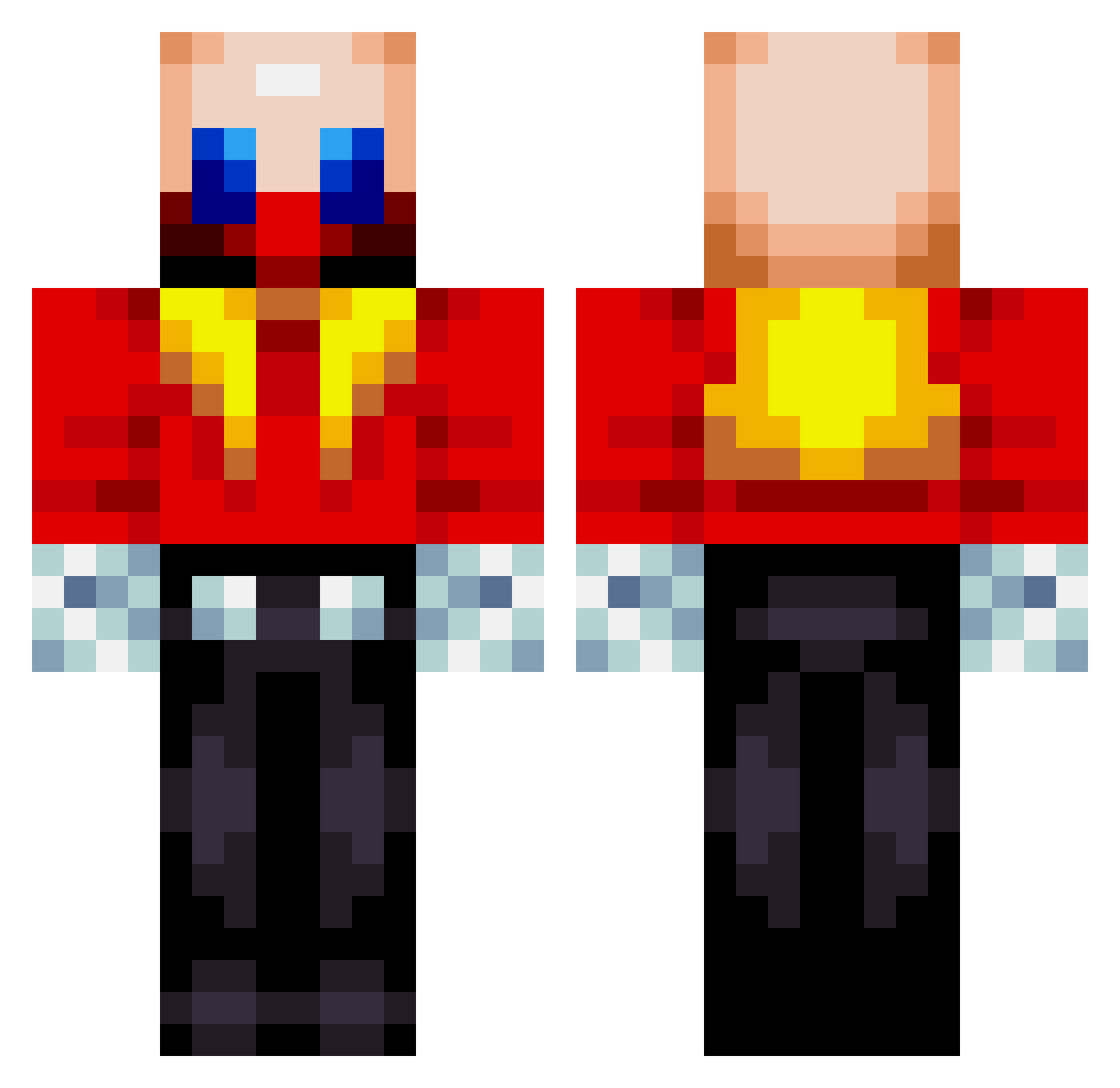Charbao Minecraft skin, front and back view