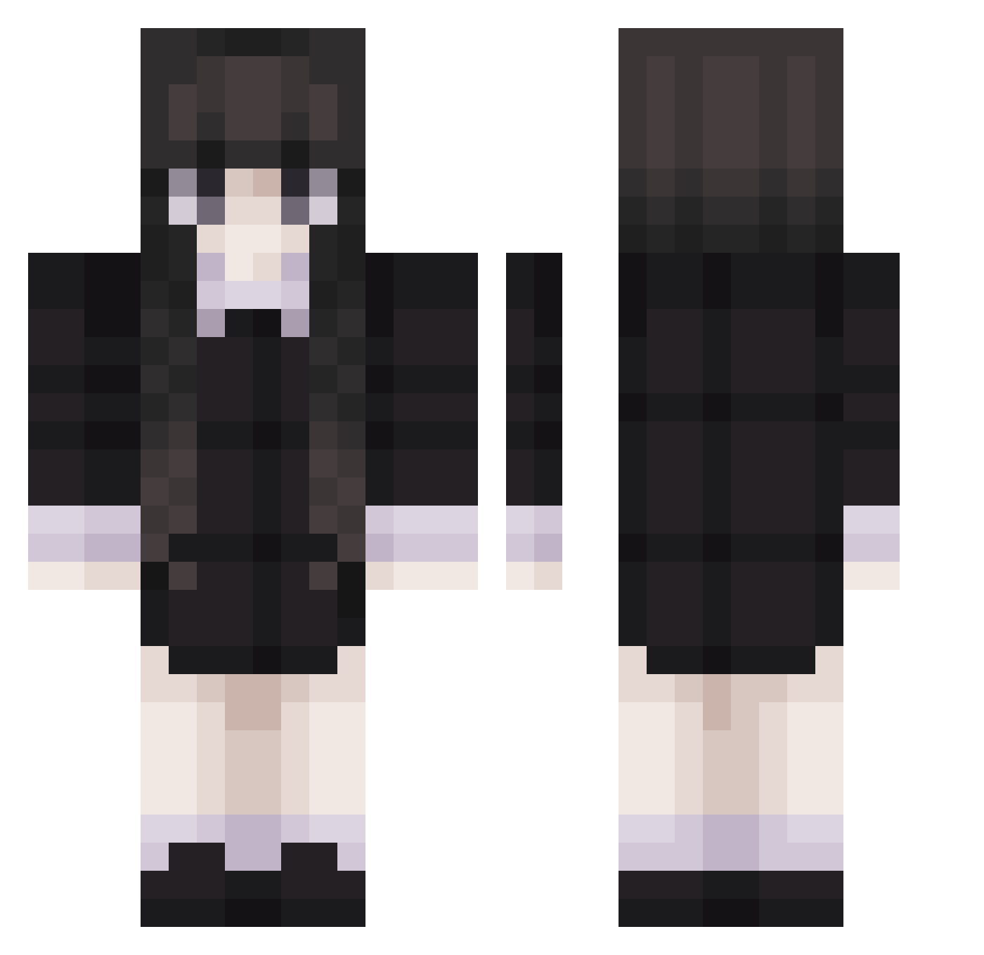 Rvlb Minecraft skin, front and back view