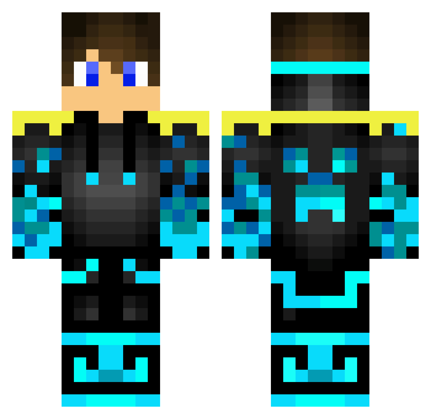 Bruno_creeper Minecraft skin, front and back view