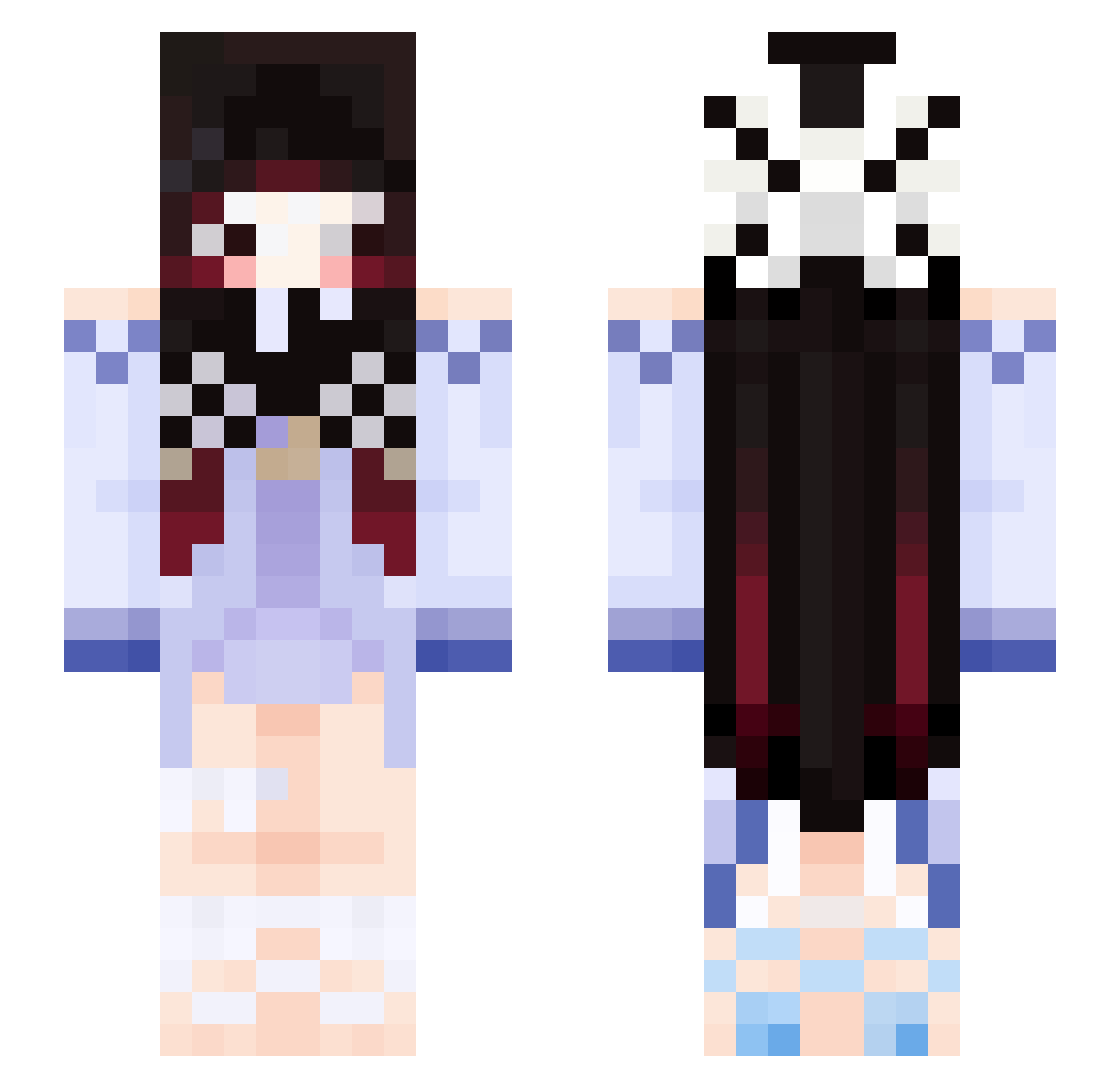 iToastiiru Minecraft skin, front and back view