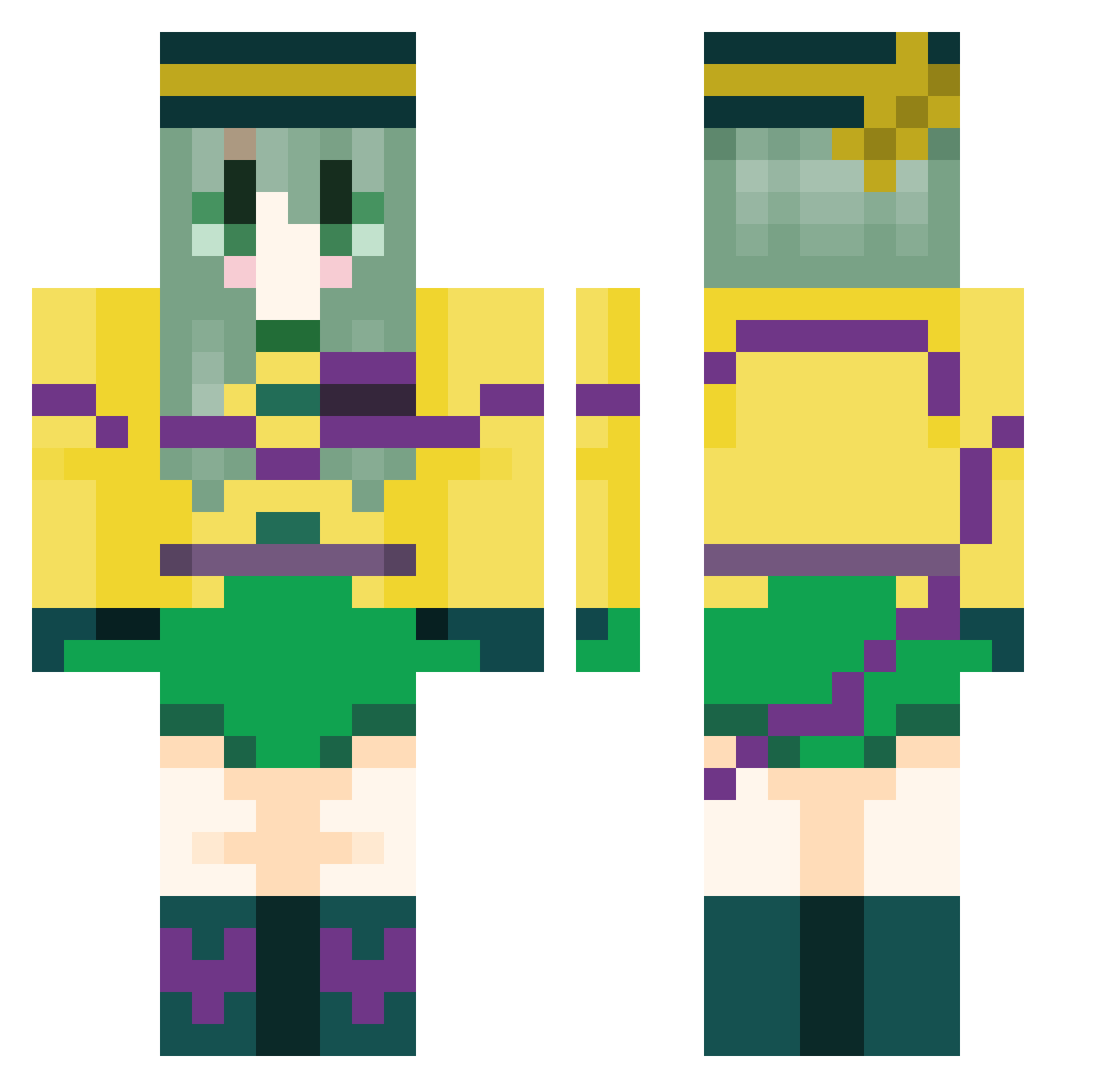 Estilted Minecraft skin, front and back view
