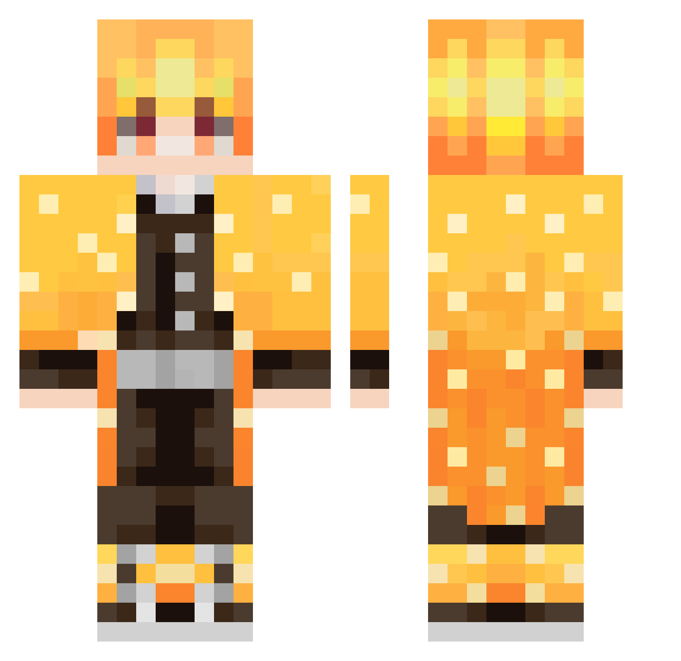 Peened Minecraft skin, front and back view