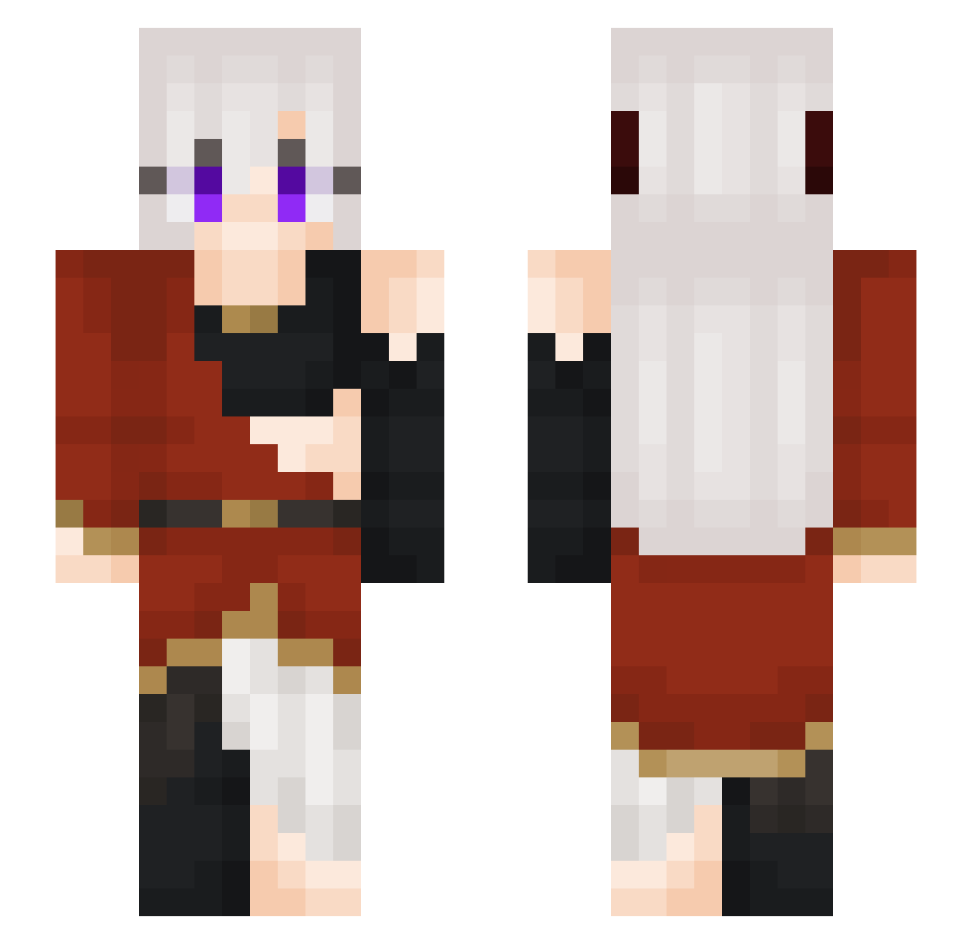 Pherve Minecraft skin, front and back view