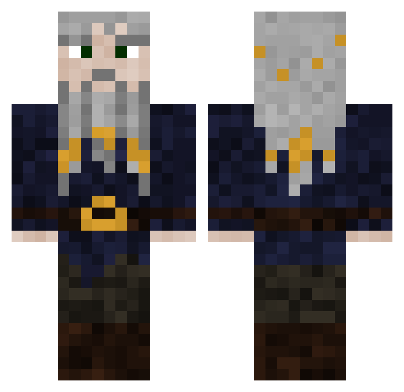 Heldraxo Minecraft skin, front and back view