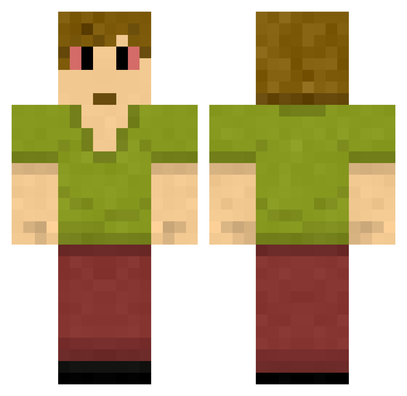 MrNBull Minecraft skin, front and back view