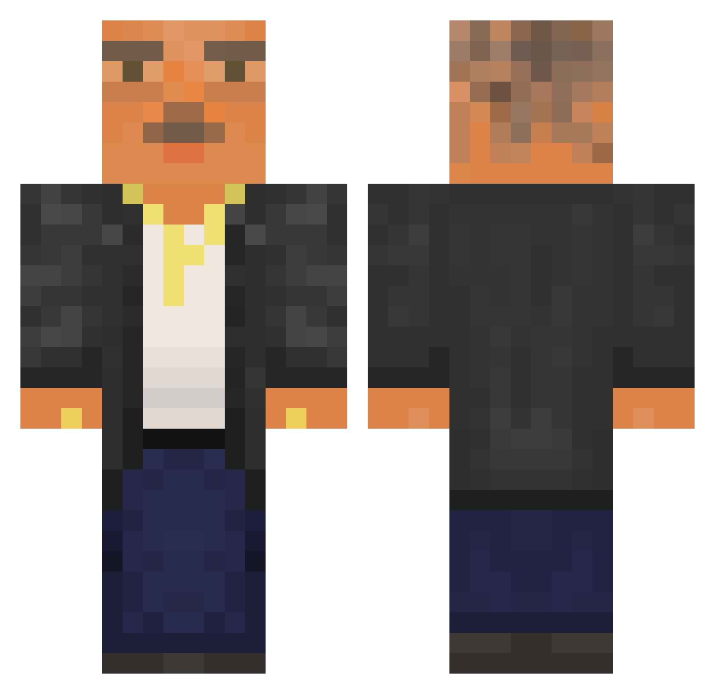 OrangeMallard92 Minecraft skin, front and back view