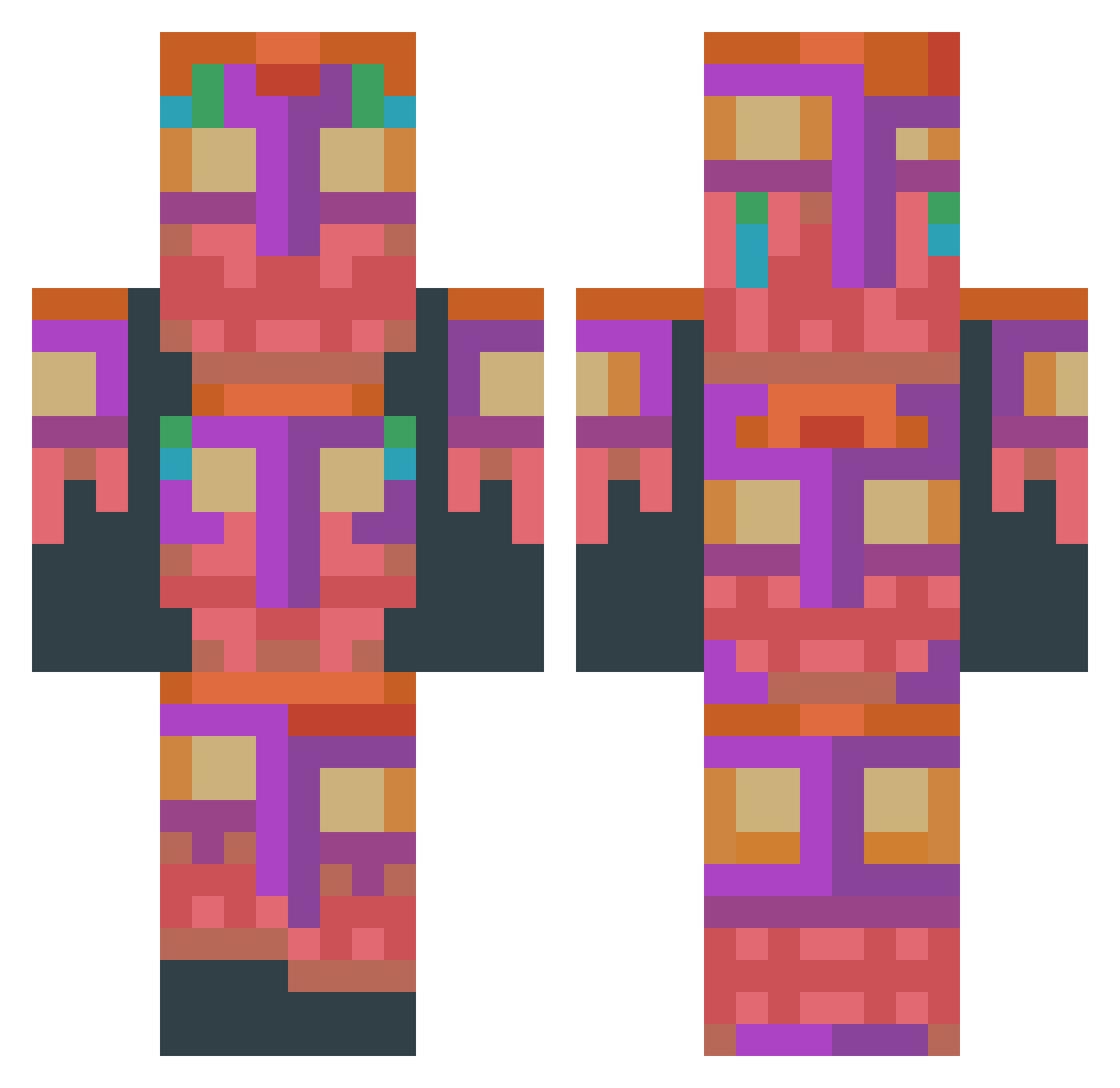 ___Copper___ Minecraft skin, front and back view