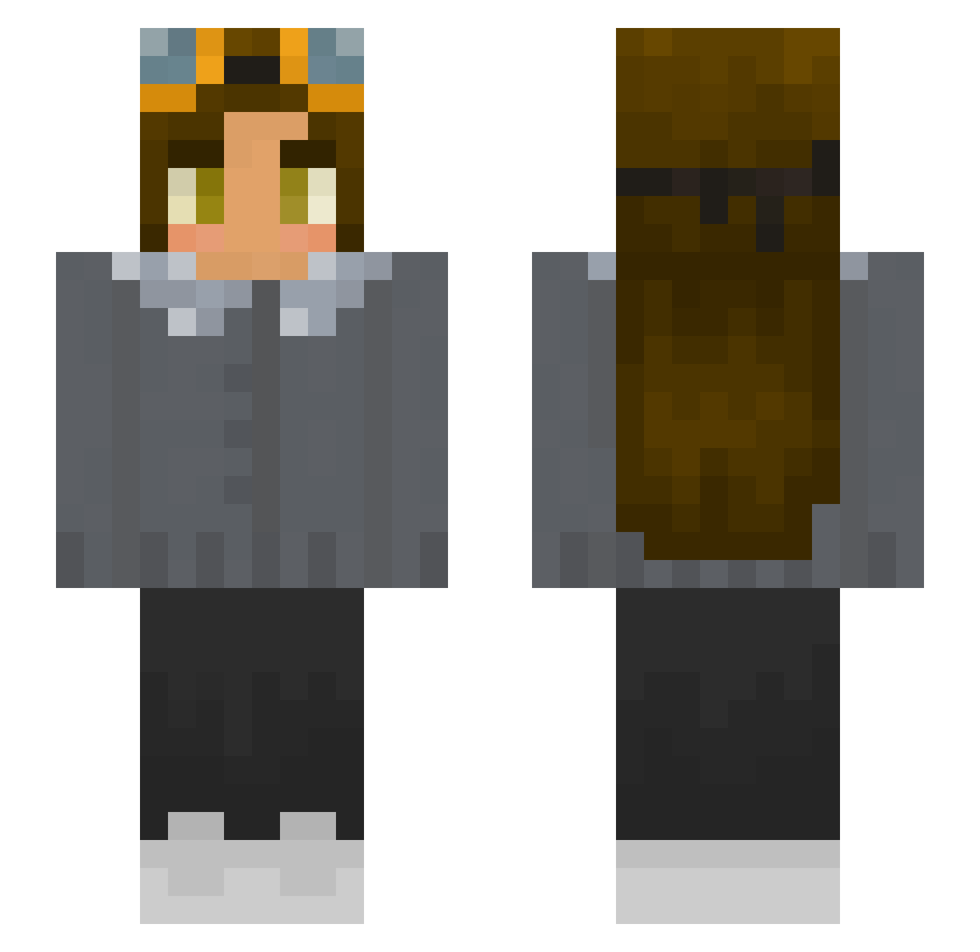 Slydersteel Minecraft skin, front and back view