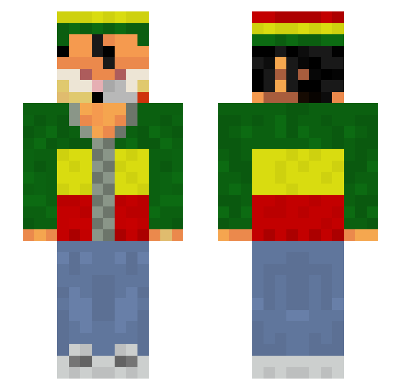BigQ Minecraft skin, front and back view
