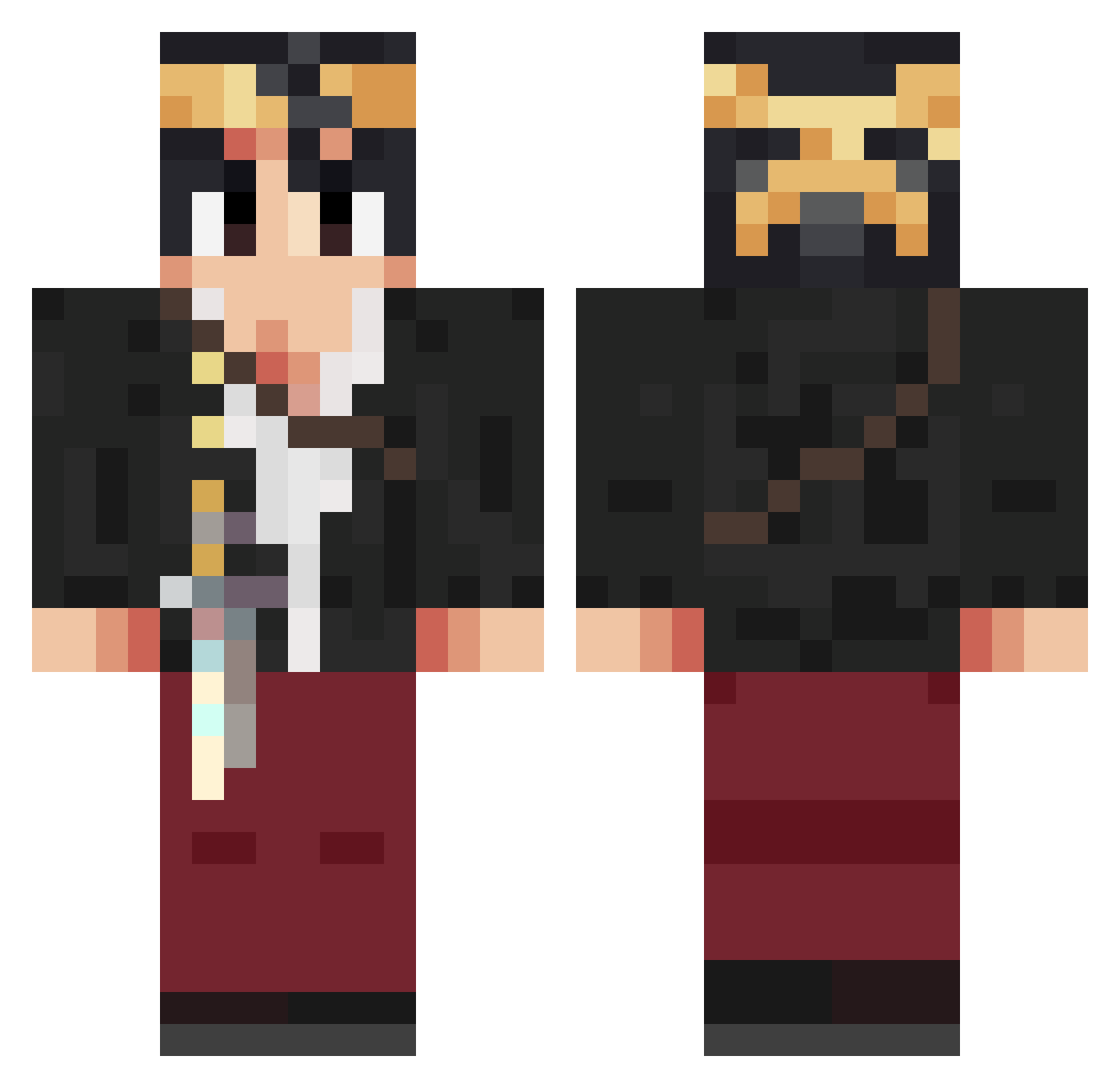 SoopBowl Minecraft skin, front and back view