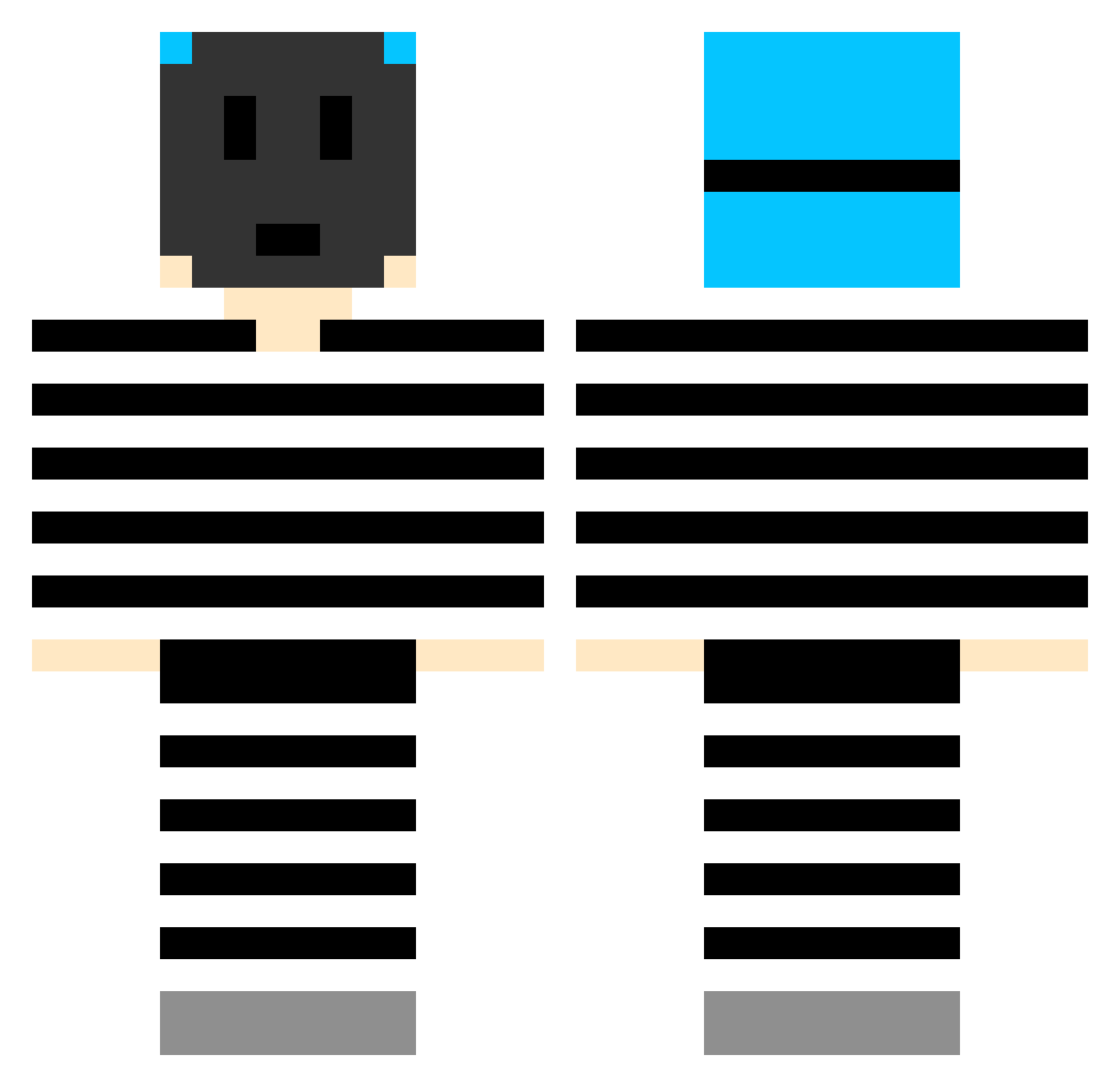 Rakko_0 Minecraft skin, front and back view