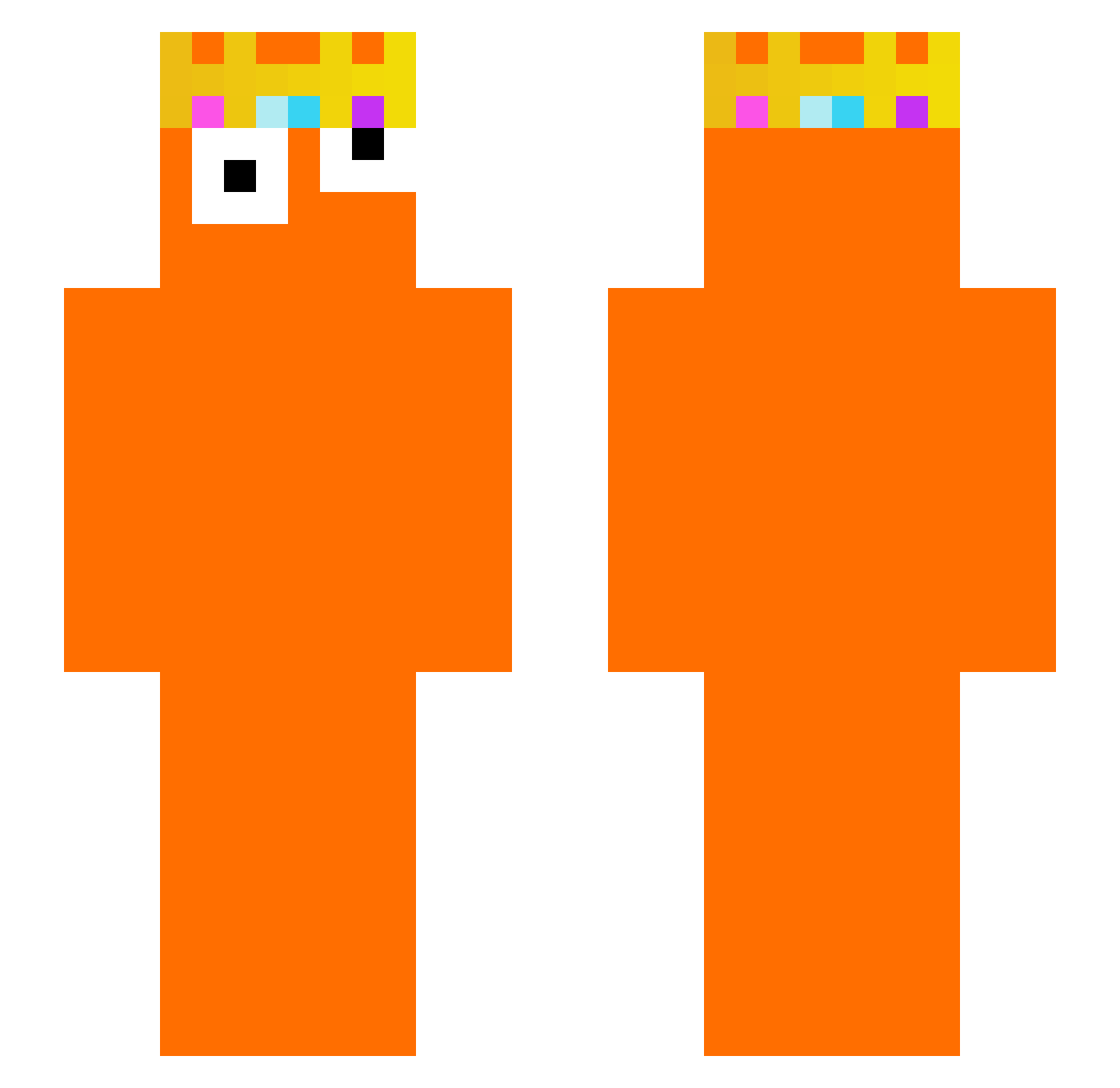 funny64672 Minecraft skin, front and back view