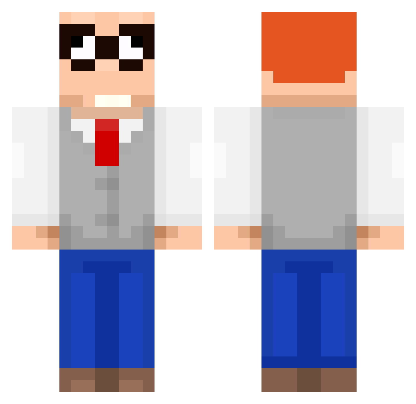 LargeJewishMan Minecraft skin, front and back view